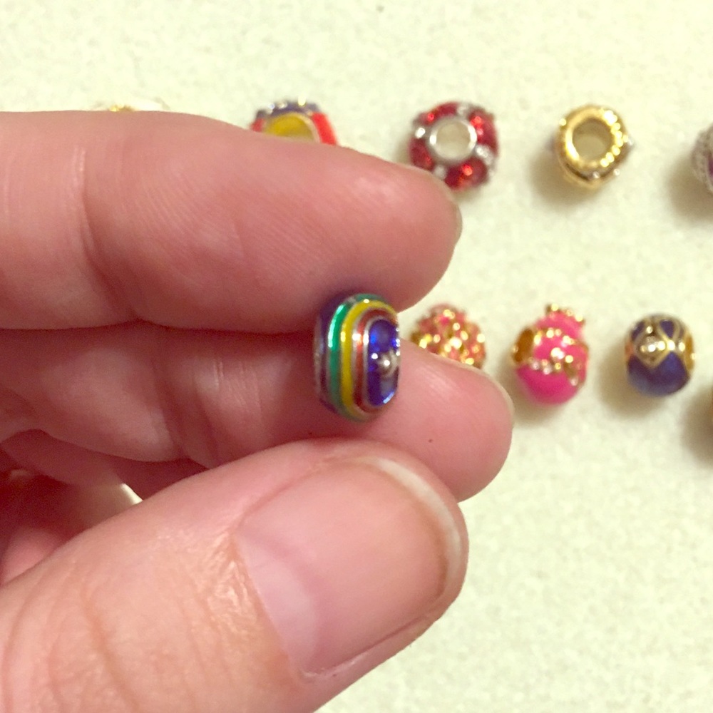Artisan "Faberge" rainbow sky Easter egg bead
